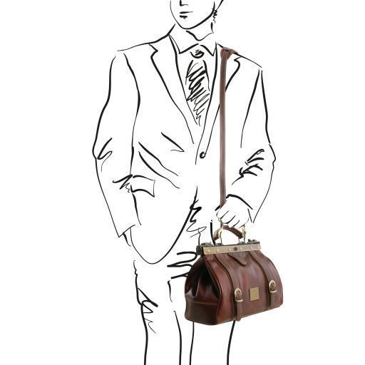 Doctor gladstone leather bag with front straps Tuscany Leather Monalisa