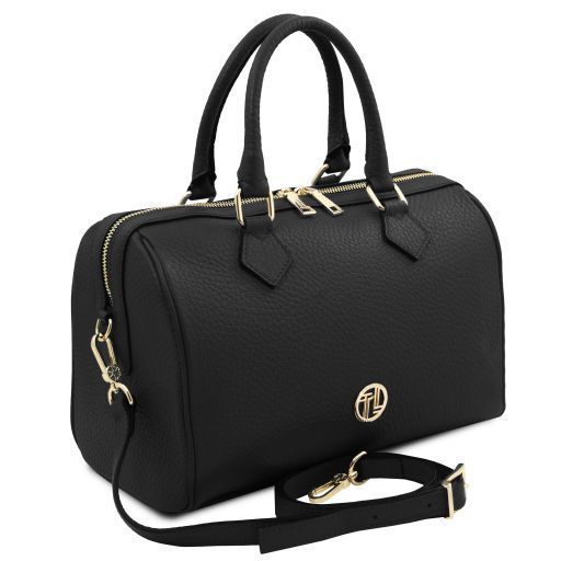 Leather duffle bag Tuscany Leather Barrique, Black