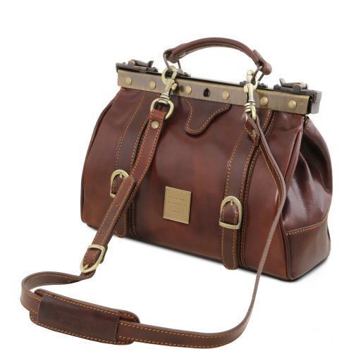 Doctor gladstone leather bag with front straps Tuscany Leather Monalisa