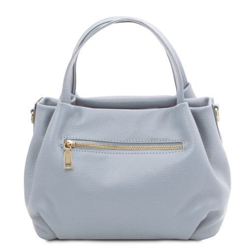Soft leather handbag Tuscany Leather Nora, Light blue