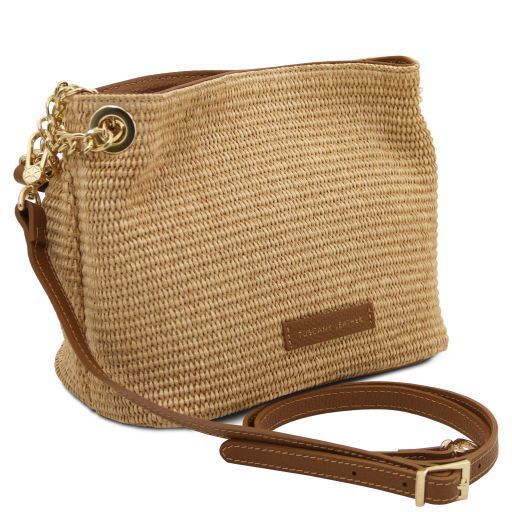 Raffia bucket bag Tuscany Leather TL Bag, Cognac