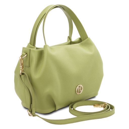 Soft leather handbag Tuscany Leather Nora, Lime Green