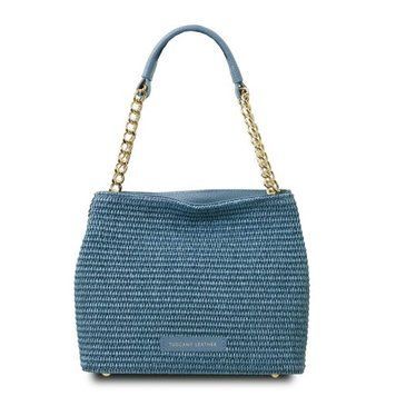 Raffia bucket bag Tuscany Leather TL Bag, Denim