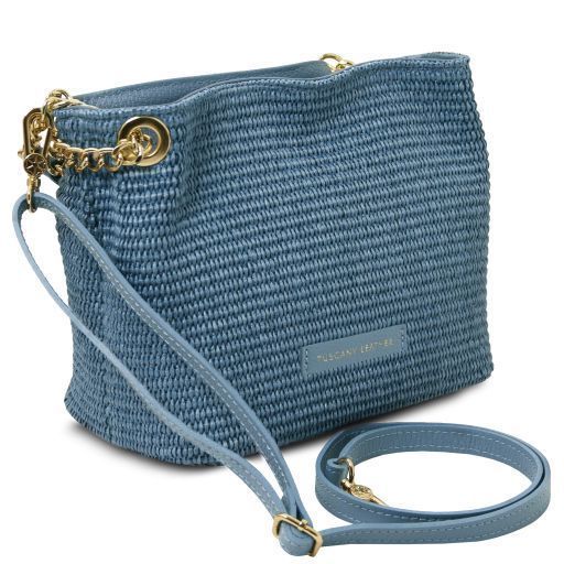 Raffia bucket bag Tuscany Leather TL Bag, Denim