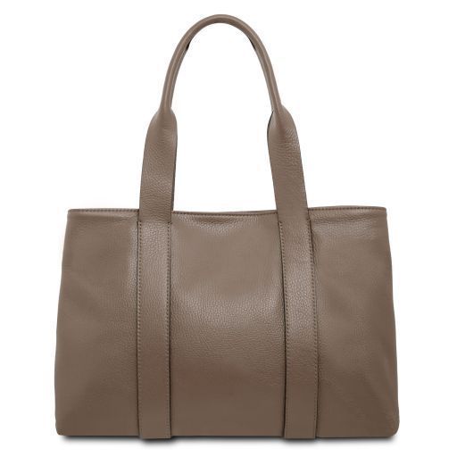Soft leather shoulder bag Tuscany Leather Callie, Dark Taupe