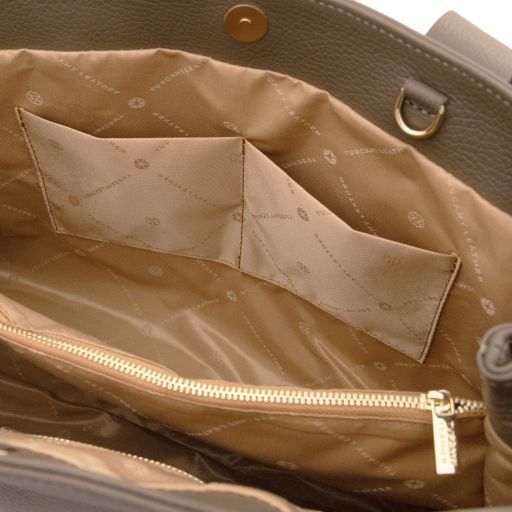 Soft leather shoulder bag Tuscany Leather Callie, Dark Taupe