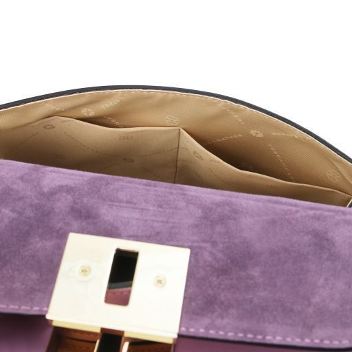 Leather handbag Tuscany Leather Armonia, Lilac