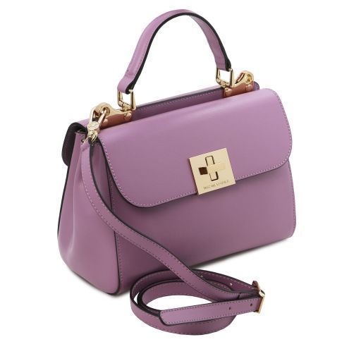 Leather handbag Tuscany Leather Armonia, Lilac