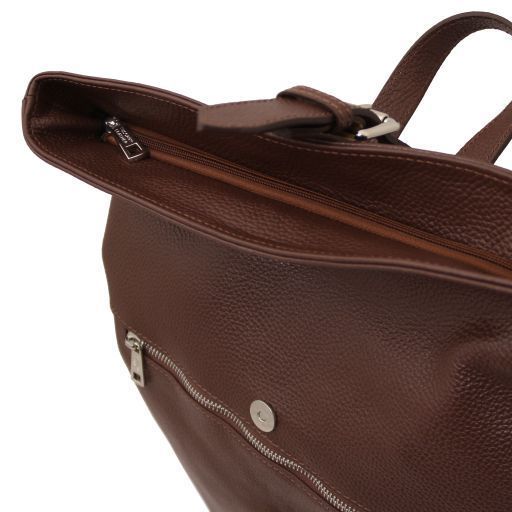Soft leather backpack Tuscany Leather London, Coffee