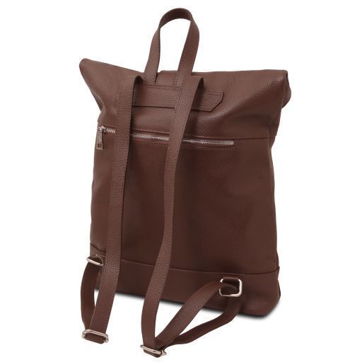 Soft leather backpack Tuscany Leather London, Coffee