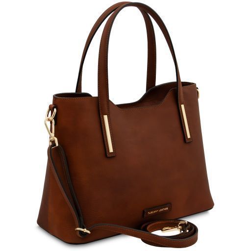 Leather tote Tuscany Leather Olimpia, Brown