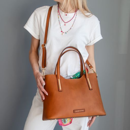 Leather tote Tuscany Leather Olimpia, Brown