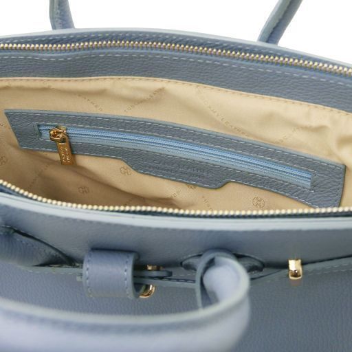 Leather handbag with golden hardware Tuscany Leather TL Bag, Light blue