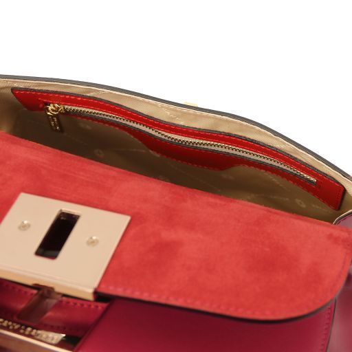 Leather handbag Tuscany Leather Armonia, Lipstick Red