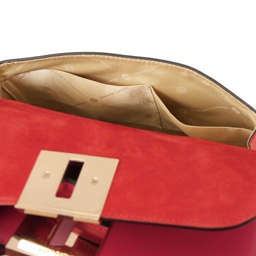 Leather handbag Tuscany Leather Armonia, Lipstick Red