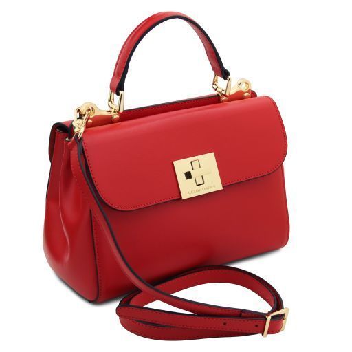 Leather handbag Tuscany Leather Armonia, Lipstick Red