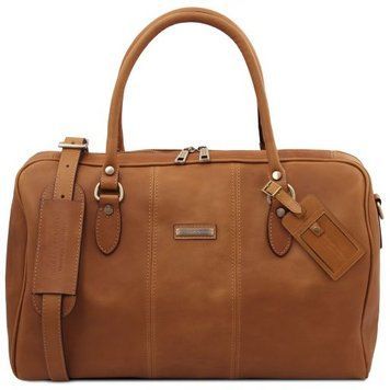 Travel leather duffle bag - Small size Tuscany Leather Lisbona, Natural
