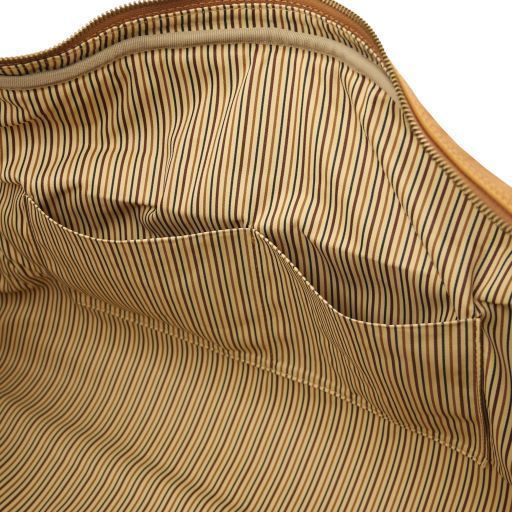 Travel leather duffle bag - Small size Tuscany Leather Lisbona, Natural