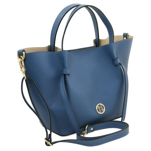 Leather shopping bag - Large size Tuscany Leather Legame, Denim