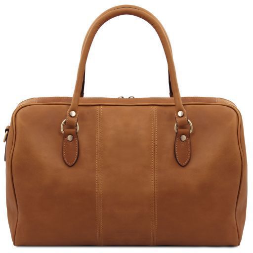 Travel leather duffle bag - Small size Tuscany Leather Lisbona, Natural