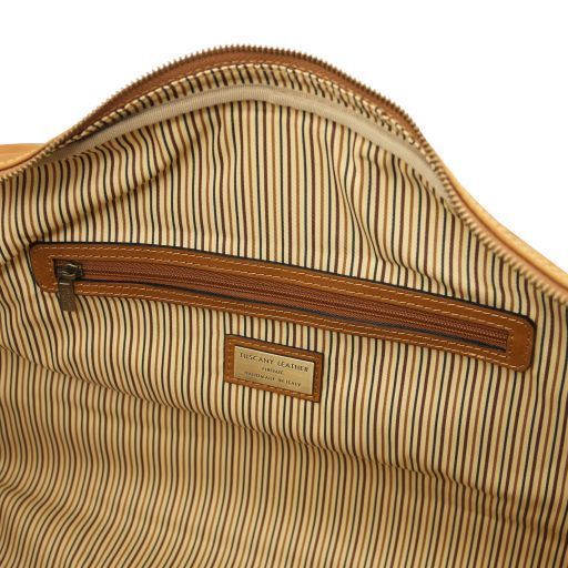 Travel leather duffle bag - Small size Tuscany Leather Lisbona, Natural