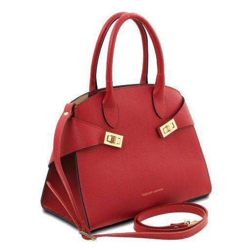 Leather handbag Tuscany Leather Coccola, Lipstick Red