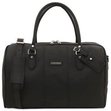 Travel leather duffle bag - Small size Tuscany Leather Lisbona, Black