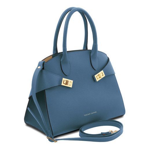 Leather handbag Tuscany Leather Coccola, Denim