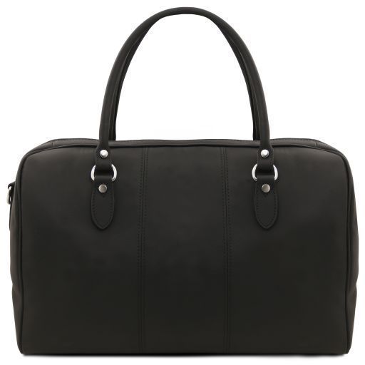 Travel leather duffle bag - Small size Tuscany Leather Lisbona, Black
