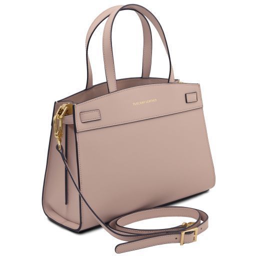 Leather handbag Tuscany Leather Musa, Nude