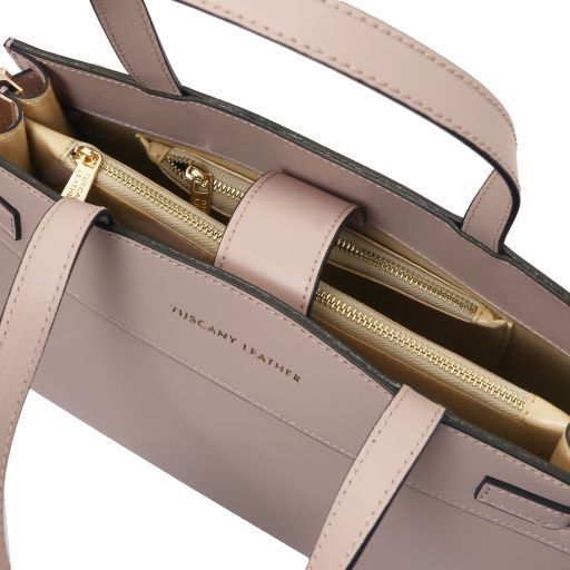 Leather handbag Tuscany Leather Musa, Nude