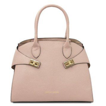 Leather handbag Tuscany Leather Coccola, Nude