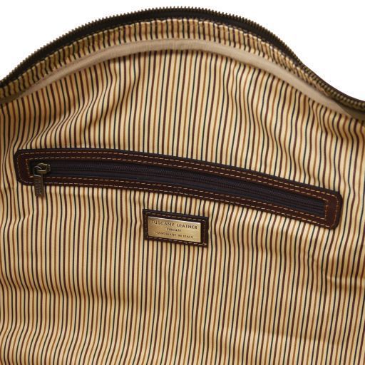 Travel leather duffle bag - Small size Tuscany Leather Lisbona, Dark Brown