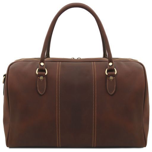 Travel leather duffle bag - Small size Tuscany Leather Lisbona, Dark Brown