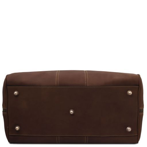 Travel leather duffle bag - Small size Tuscany Leather Lisbona, Dark Brown