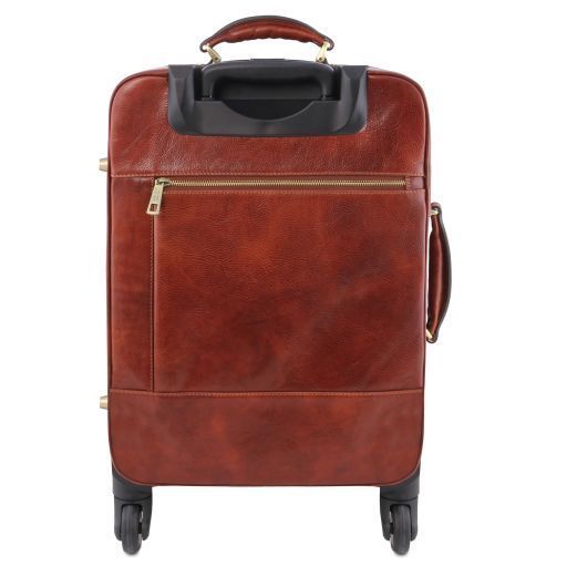 4 Wheels vertical leather trolley Tuscany Leather TL Voyager, Honey