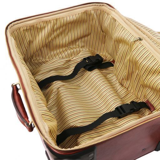4 Wheels vertical leather trolley Tuscany Leather TL Voyager, Honey