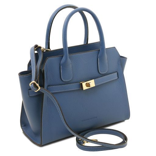 Leather tote Tuscany Leather Origami, Denim