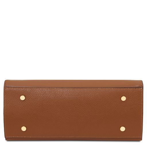 Leather tote Tuscany Leather Origami, Cognac