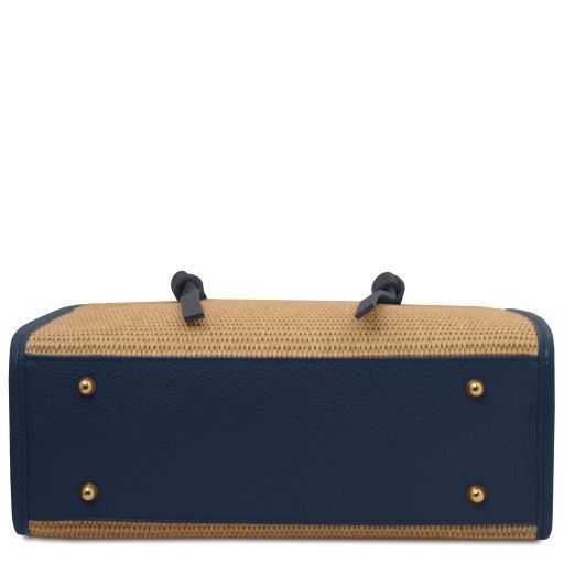 Raffia Shoulder Bag Tuscany Leather Frame, Blue