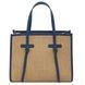Raffia Shoulder Bag Tuscany Leather Frame, Blue